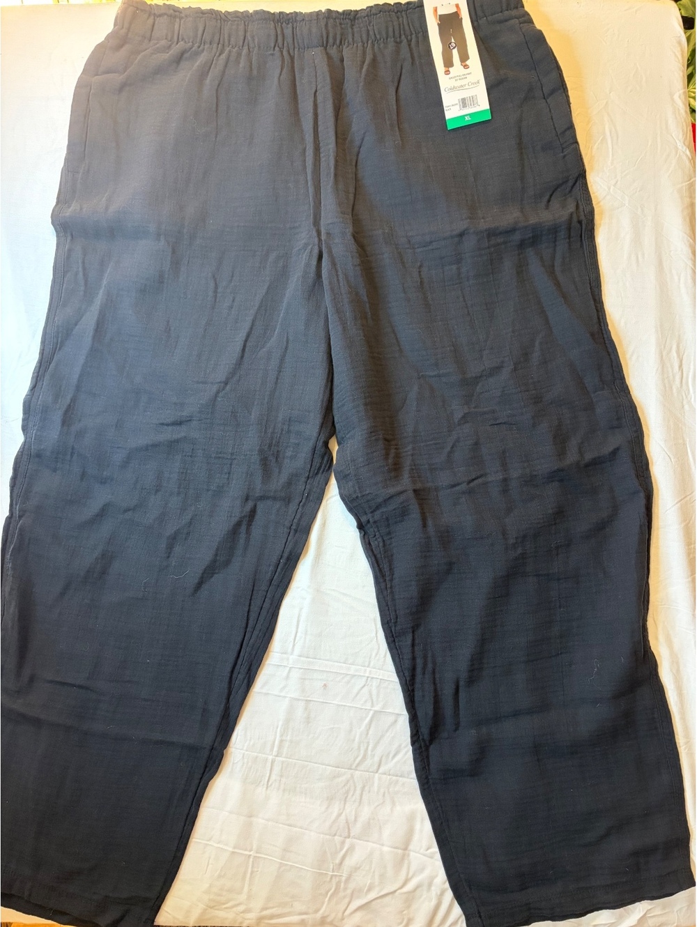 Coldwater Creek Black Gauze Pull-On Pants with 30" Inseam